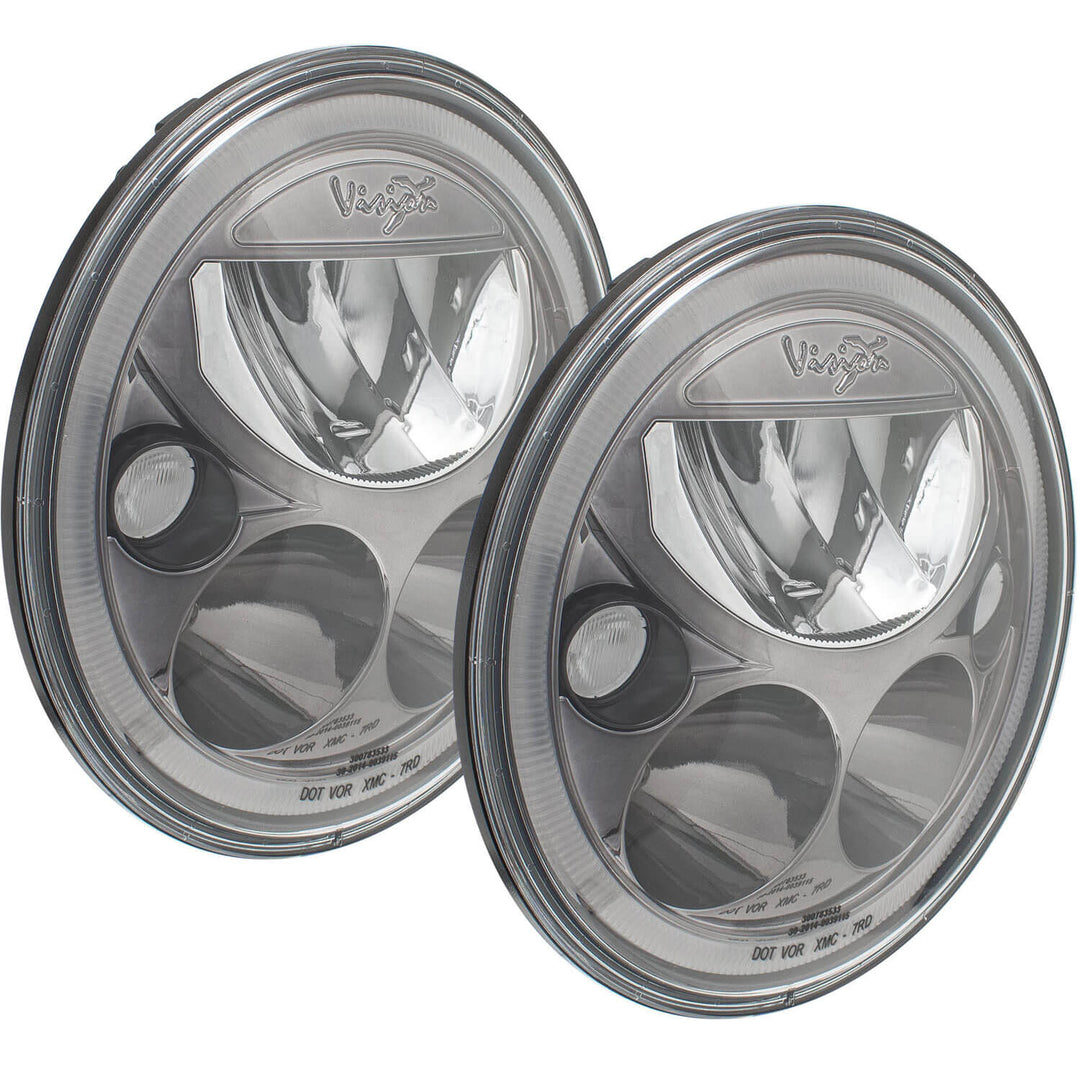 Kit de faros LED VX para Jeep JK 2007-2017 - Cromo negro | Halo blanco