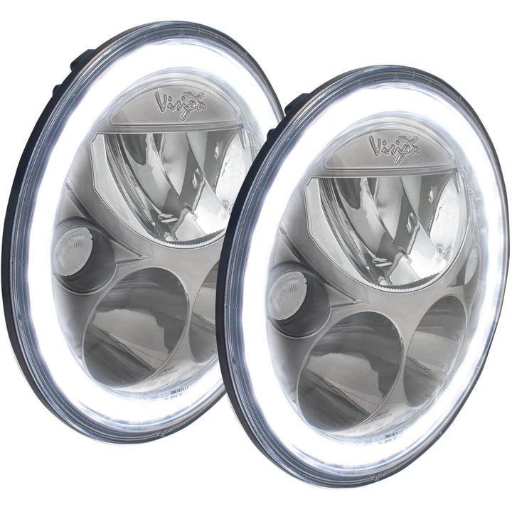 Kit de faros LED VX para Jeep JK 2007-2017 - Cromo negro | Halo blanco