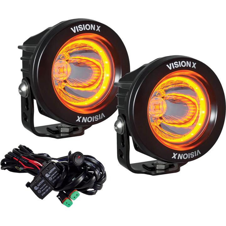 Kit de luz LED Optimus redonda de haz de 15º con halo ámbar de 3.7"