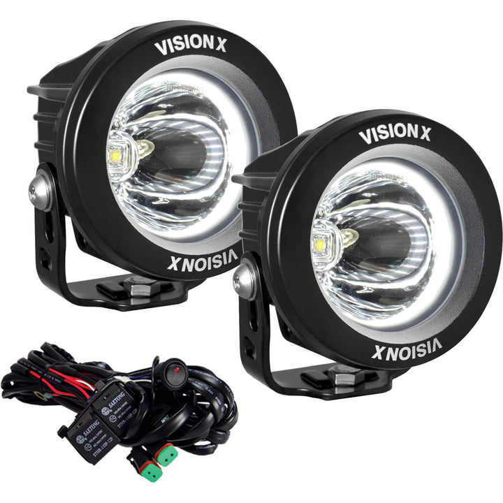 Kit de luz LED Optimus redonda de haz de 15º con halo blanco de 3.7"