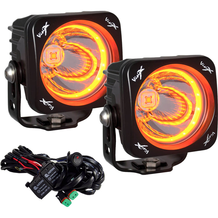 Kit de luz LED Optimus cuadrada de haz de 15º con halo ámbar de 3"