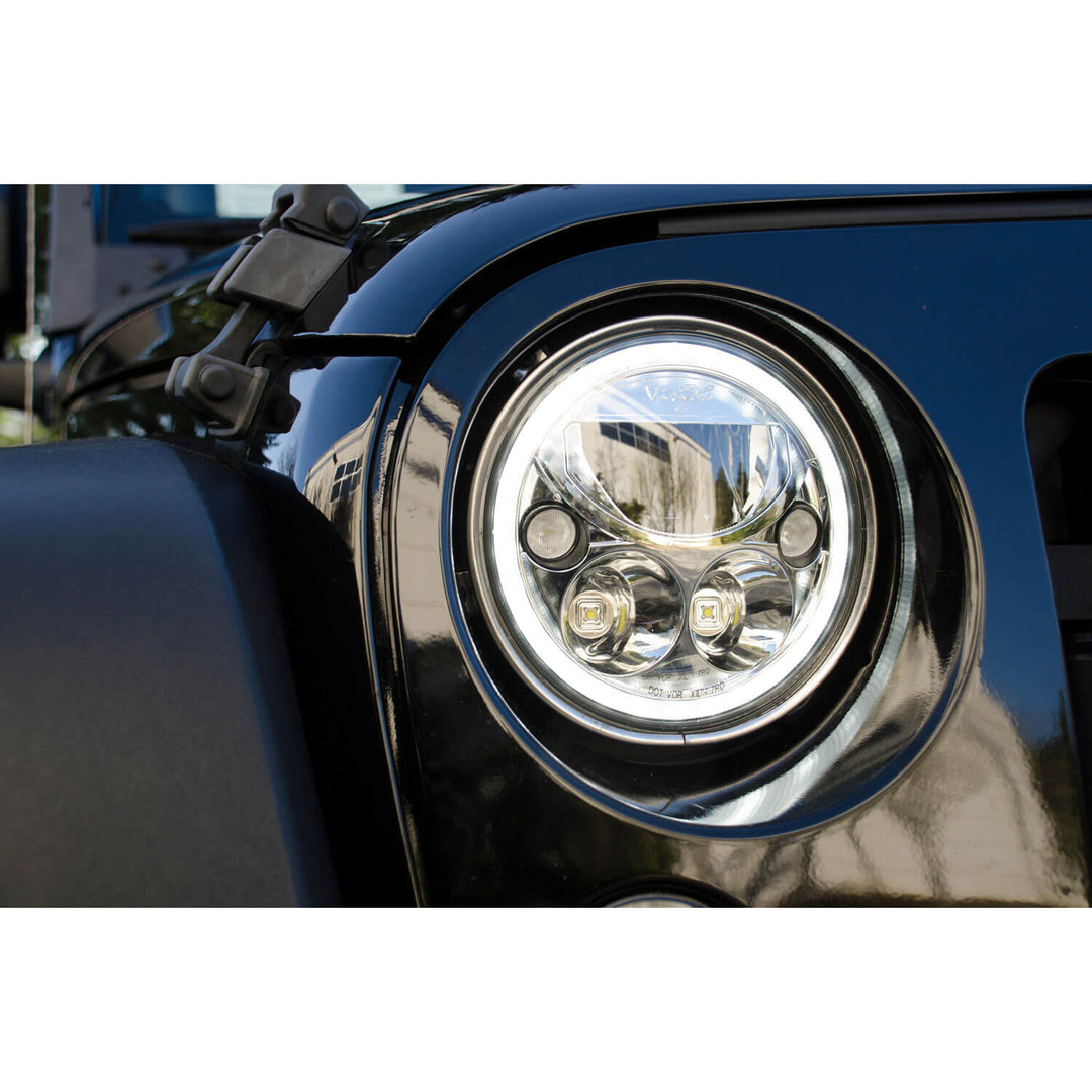 Kit de faro LED serie VX 7" - cromo | halo ámbar