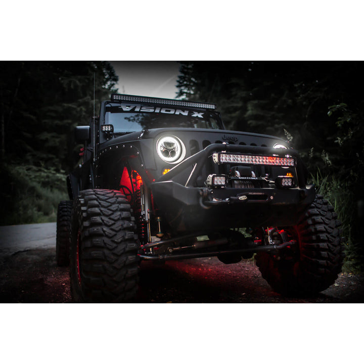 Kit de faros LED VX para Jeep JK 2007-2017 - Cromo negro | Halo ámbar