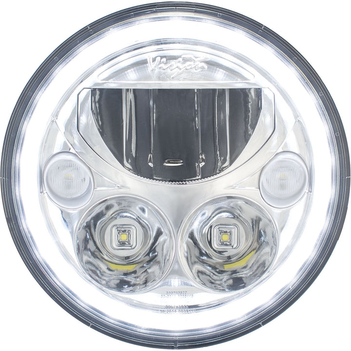 Faros LED para motocicleta XMC de 7" | Halo blanco cromo