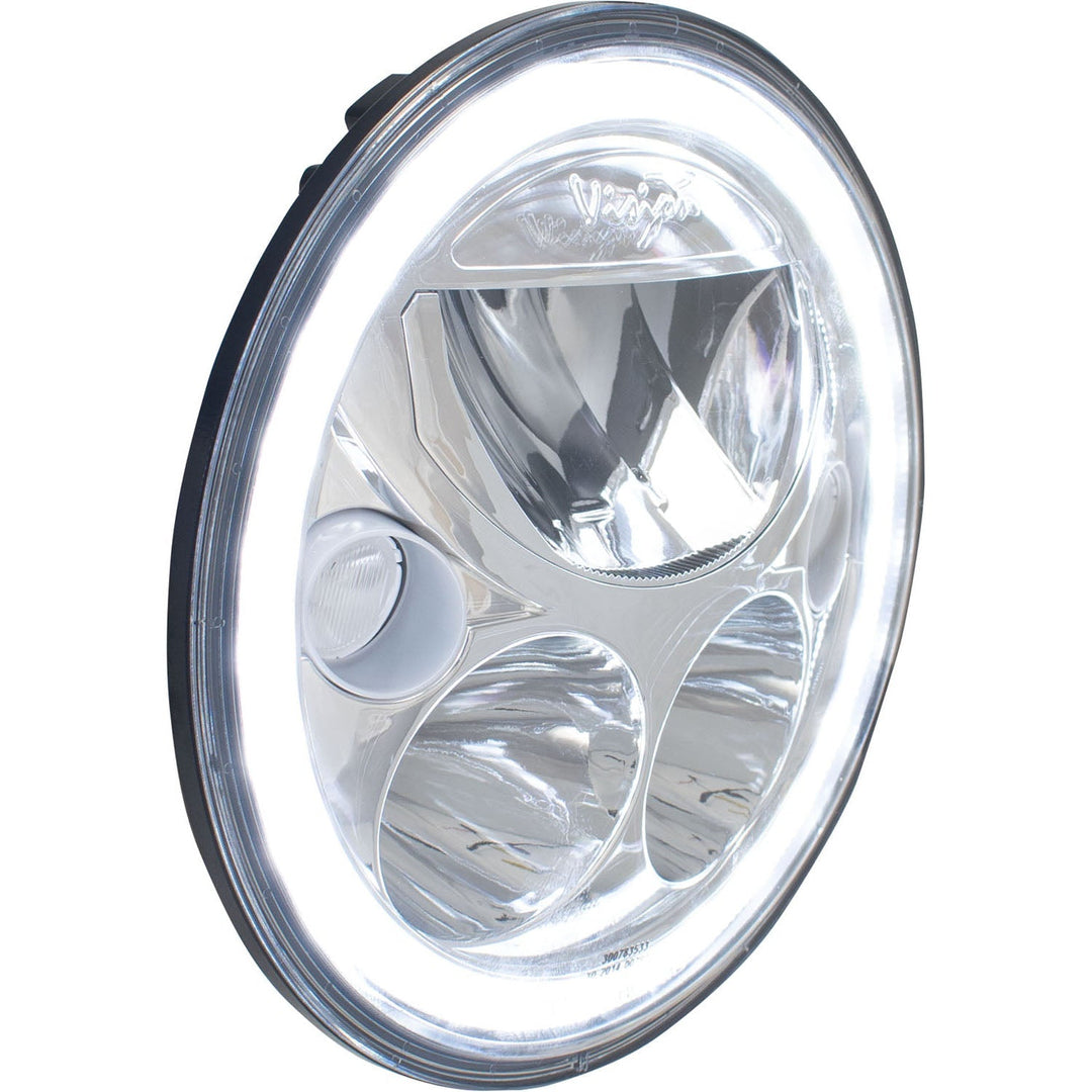 Faros LED para motocicleta XMC de 7" | Halo blanco cromo