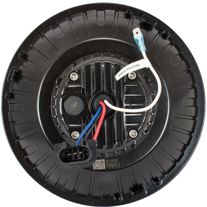 Faros LED para motocicleta XMC de 7" | Halo blanco cromo negro