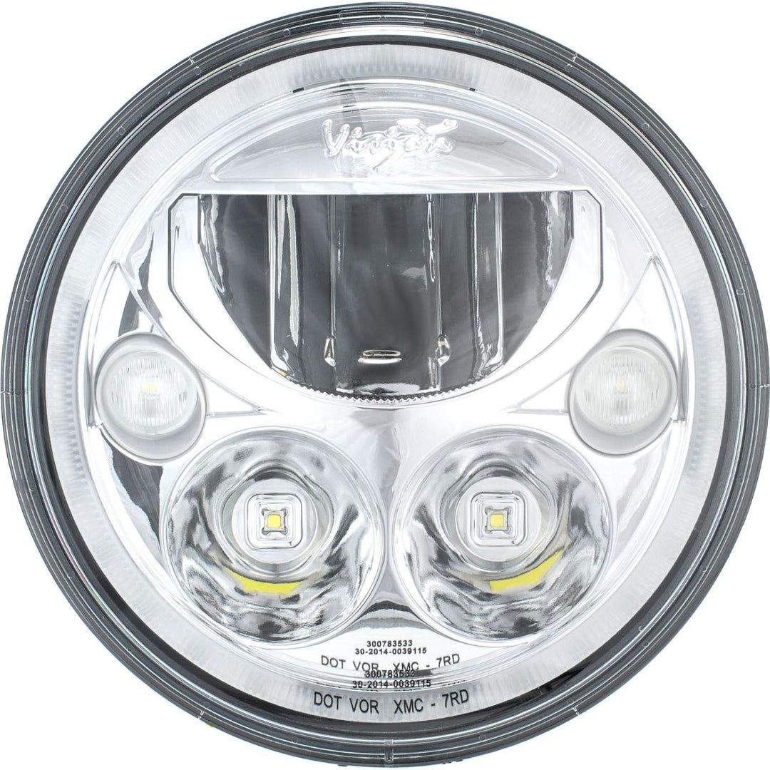 Faros LED para motocicleta XMC de 7" | Halo blanco cromo