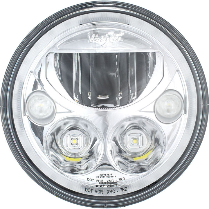 Faros LED para motocicleta XMC de 7" | Halo blanco cromo