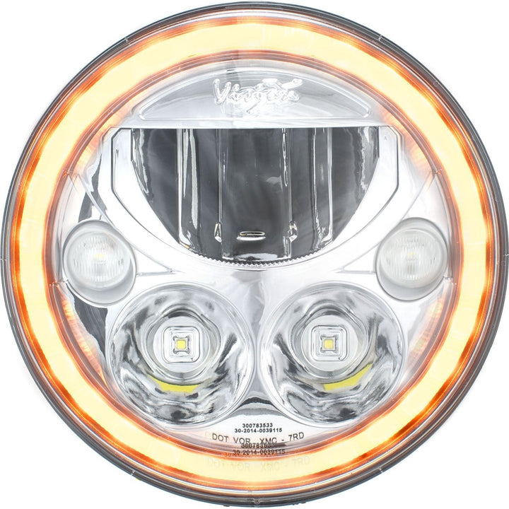 Faros LED para motocicleta XMC de 5.75" | Halo ámbar cromo