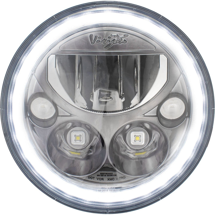 Faros LED para motocicleta XMC de 7" | Halo blanco cromo negro