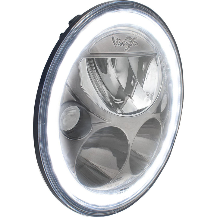 Faros LED para motocicleta XMC de 7" | Halo blanco cromo negro