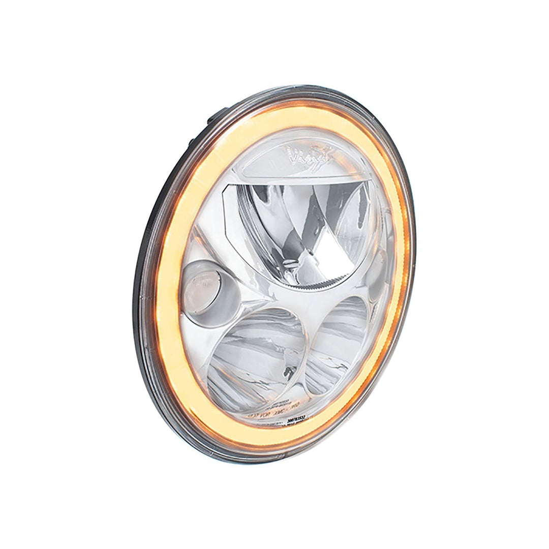 Faros LED para motocicleta XMC de 5.75" | Halo ámbar cromo