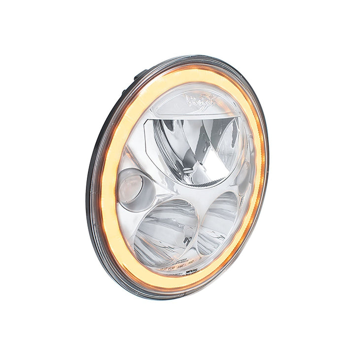Faros LED para motocicleta XMC de 5.75" | Halo ámbar cromo