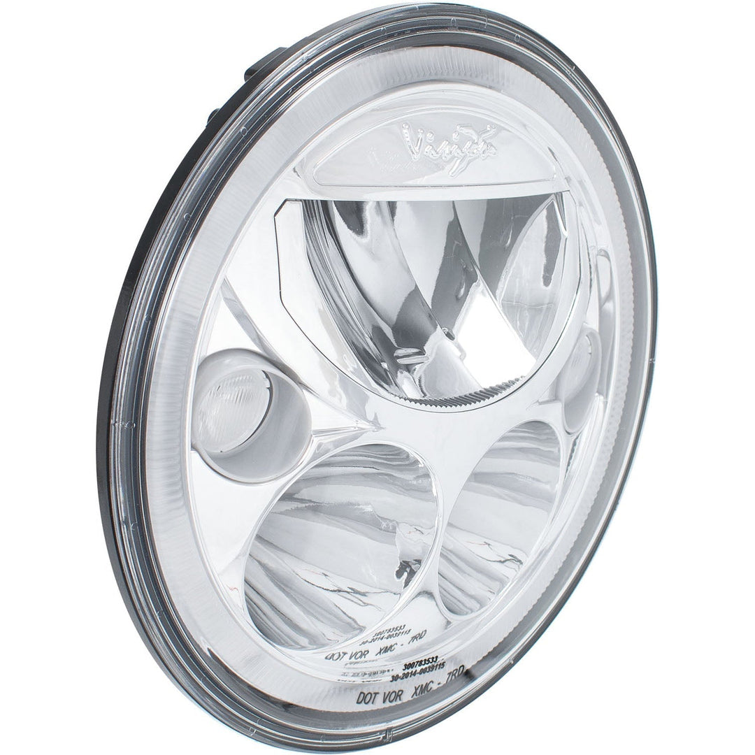 7" XMC Motorrad LED-Scheinwerfer Chrom | Bernsteinfarbener Halo