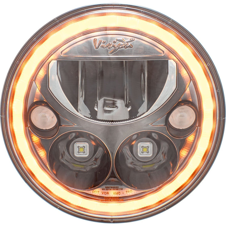 Faros LED para motocicleta XMC de 5.75" | Halo ámbar cromo negro